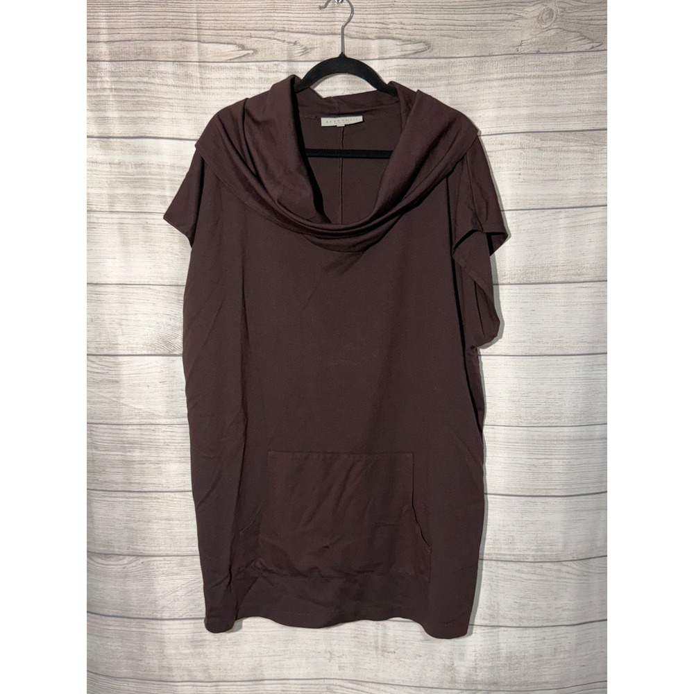 Bryn Walker Poncho Cowl Neckā Short Sleeve Women's XL Chocolate Brown